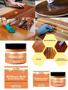 1 pieza Cera de abeja para el cuidado y pulido de madera Jue Fish, nueva fórmula que mejora el brillo y elimina la suciedad, apta para muebles de madera - Multicolor - Ver 5