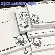 Sanrio 5pcs Cute Paw Print Black & White Simple Style Sticky Notes, High-Quality Adhesive Memo Pad, Portable Planner Notepad For School, Office, Pocket