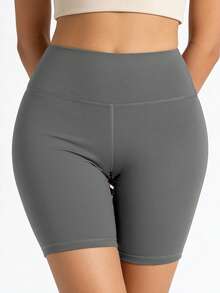 Soyun Women's Mid-Thigh Compression Shorts, Soft & Skin-Friendly, Suitable For Outdoor Yoga & Sports In Spring, Summer, Autumn - Grey - View 7
