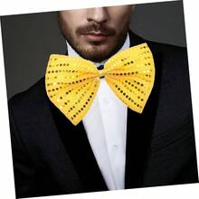 KONTONTY pajarita de lentejuelas pajarita brillante corbata de lazo de la vendimia pajaritas de gran tamao para hombres pajaritas divertidas para hombres pajarita de disfraz polister rojo - Dorado - Ver 5