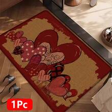 1pc Heart Pattern Printed Linen Kitchen Rug, Bathroom Mat, Doormat, 3D Printed Rectangle Carpet For Living Room, Bedroom, Hallway, Bathroom, Laundry Room - Polyester Rug For Indoor And Outdoor Home Decor - Multicolor - View 12