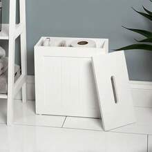 Bathroom Storage Unit, Toilet Roll Paper Cabinet, Compact Shaker, Multi-Purpose Cleaning Tidy Box,White - White - View 3