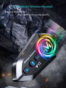 2pcs Wireless Motorcycle Helmet Headphones With FM Radio, RGB Ambient Lighting, High-Definition Audio, Wireless 5.4, Dual Phone Connection, Long Battery Life, Type-C Charging, Auto Answer, Voice Assistant