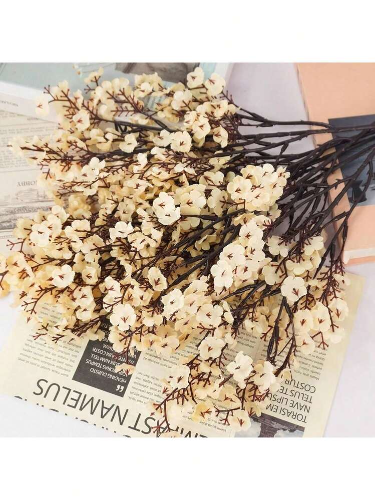 6 Bunches Artificial Baby's Breath Flowers, Silk Tea Buds, Fake Plants, Indoor Decor, Autumn Decor, Tabletop Centerpiece, Bridal Bouquet, Wedding Decoration, DIY Wreath Materials, Birthday Party Decor, Home, Living Room, Vase, Outdoor Garden, Valentine's Day, New Year Gift - Autumn White - View 9