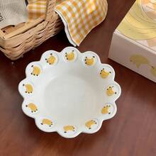 Handpainted Embossed Ceramic Dinnerware, Fashionable Tableware, Deep Plate, Bowl, Straw Hat Bowl, Fruit Embossed Design, High-Quality Premium Dinnerware, Kitchen Household Tableware, Fruit, Snack & Salad Plate, Soup Bowl, Suitable For Family Gatherings, Parties, Home, Restaurant And Cafe - Multicolor - View 6