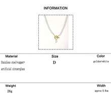 1件仿珍珠和立方氧化锆字母吊坠，奢华时尚女士龙虾扣项链