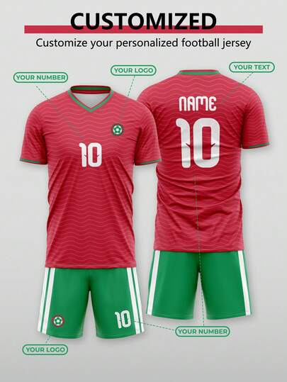 2pcs Custom Classic Portuguese Style Sweatshirts, World Cup 26™. Made Of Red Fabric, Customizable With Team Logo, Number And Name. Perforated Design For Comfort. Suitable For Daily Wear, Casual Occasions, Training, Also Can Be Given As A Gift To Friends, Or As A Christmas, New Year Or Father's Day Gift.