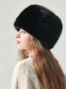 1 pieza Gorro redondo cálido y esponjoso de piel sintética, gorra casual de aislamiento para senderismo y ciclismo al aire libre, otoño/invierno - Multicolor - Ver 13