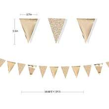 1 pieza Banderín triangular decorativo de fiesta con brillo dorado champán, de papel metalizado y papel con brillo, adecuado para fiestas con tema dorado champán, fiestas de graduación, despedidas de soltera, fiestas de compromiso, duchas nupciales, cumpleaños, bodas, bautizos, baby showers, fiestas de aniversario, fiestas festivas, fiestas de San Valentín, fiestas de jardín - Champán - Ver 5