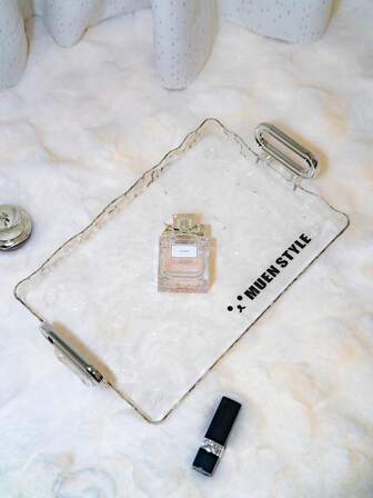 1 pezzo Vassoio portaoggetti in acrilico per cosmetici, durevole e facile da pulire, con design a onde individuali, adatto per conservare cosmetici, articoli da toeletta, scatole per asciugamani, adatto per l'uso in camera da letto, soggiorno, bagno