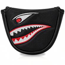 Shark Pattern Fun Design Putter Headcover, Semi-Circular Putter Cover, Golf Putter Cover - PU Material, Premium Embroidery Craftsmanship, Suitable For Most Brands. Best Gift For Grandfather, Father And Son, Also A Great Gift Choice. - Multicolor - View 1