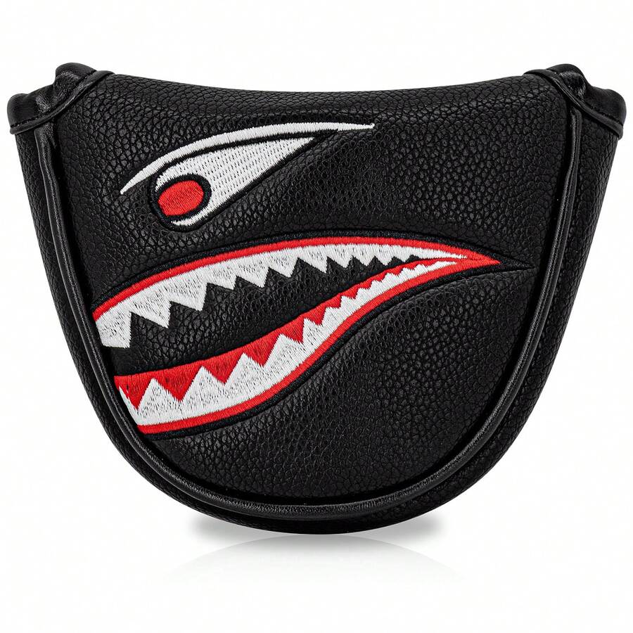 Shark Pattern Fun Design Putter Headcover, Semi-Circular Putter Cover, Golf Putter Cover - PU Material, Premium Embroidery Craftsmanship, Suitable For Most Brands. Best Gift For Grandfather, Father And Son, Also A Great Gift Choice. - Multicolor - View 1