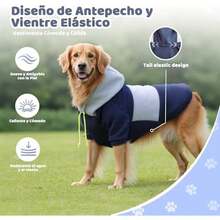 wishkit Suéter con Capucha para Perros, Ropa de Invierno Suave y CóModa con Agujero para Correa, Ideal para Perros Medianos y Grandes, Material Cálido para Clima Frío (Azul, 3XL) - Azul-5XL - Ver 5