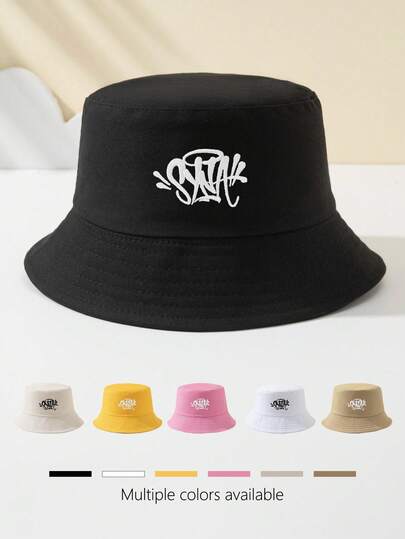 1pc SYNA Embroidered Women Bucket Hat, Outdoor Sports Travel Beach Essential, Breathable Fashion Simple Versatile Sun Hat, Gift