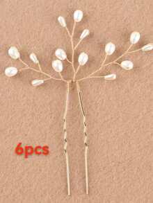3pcs Elegant Faux Hair Clips - Handmade Metal Vintage Hair Accessories, Delicate Design, Suitable For Weddings, Parties, Casual Outfits - White - View 4