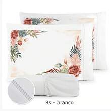 Luxury 3-Piece Sheet Set, 400 Thread Count, Double Bed, 400 Thread Count Micropercal - Foliage - Floral - RS BRANCO - BRANCO - 查看 2