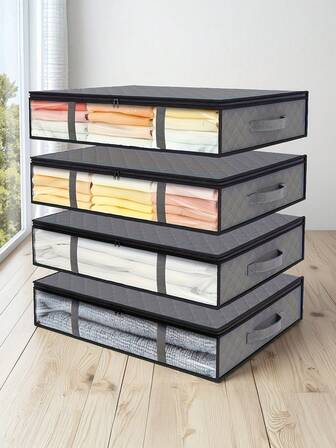 4 st vikbara förvaringspåsar för täcken under sängen, dammtät klädförvaringsväska för täcken, filtar, sängkläder, hushållsorganisatör under sängen, platsbesparande organisering av garderober, sovrum, hem, sovrumstillbehör