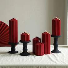 1pc 7.5-15cm Nordic Luxury Spire Red Pillar Candle, Soy Wax Candle, Romantic Dinner Candle, Wedding Centerpiece Decoration, Festive Atmosphere Decor, Home Decor Item, Suitable For Proposal Occasions, Elder's Birthday, Party Celebrations, Relaxation Meditation, Birthday Gift, Photography Props, Valentine's Day Illumination, Romantic Home Decor, Valentine's Day Surprise Gift - Multicolor - View 8