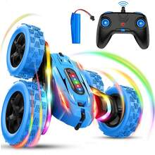 1pc Remote Control Car Toy (For 4-6 Years Old Boys), 360° Rotating Dual-Sided RC Car With LED Headlights, 4WD 2.4GHz Electric Rechargeable Toy Car, Upgraded Version With Bar Light & Headlights, All-Terrain Rechargeable Truck, Outdoor Beach Toy, Suitable For 3-12 Years Old Boys & Girls, Birthday/Christmas/Halloween/Easter/New Year Gift - Multicolor - View 10