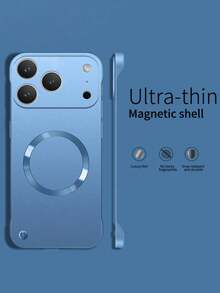 Ultra Thin Metallic Paint Magnetic Case Compatible With IPhone 17 Pro Max 17 Pro 16 15 14 13 12 Pro Max 17 Air 16 Plus 17 Frameless Cooling PC Shockproof Cover - Blue - View 3