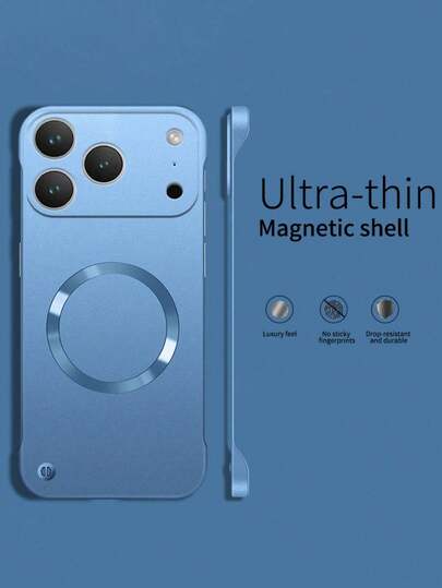 Ultratunt magnetiskt skal med metallisk färg, kompatibelt med 17 Pro Max, 17 Pro 16 15 14 13 12 Pro Max, 17 Air 16 Plus 17, ramlöst, kylande PC-säkert skal