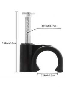 100pcs 1/4 Inch (6mm) Heavy Duty J-Type Clips With Nails, Ethernet Cable Management Solution - Black - View 8