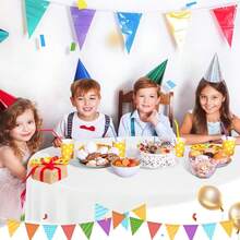White 6 Pack Plastic Table Cloth 84\, Disposable Round Tablecloth Table Cover, Plastic Tablecloths For Parties,Round,White - 白色 - 查看 7
