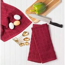 DII Trapo clásico para Platos, 100% de algodón, diseño de Ventana, para Uso Diario en la Cocina, Lavable en Lavadora, 30.48 cm x 30.48 cm, Juego de 6,(Vino sólido Ventana sólida) - Multicolor - Ver 2