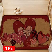 1pc Heart Pattern Printed Linen Kitchen Rug, Bathroom Mat, Doormat, 3D Printed Rectangle Carpet For Living Room, Bedroom, Hallway, Bathroom, Laundry Room - Polyester Rug For Indoor And Outdoor Home Decor - Multicolor - View 18