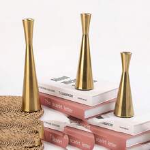 3pcs Luxury Unique Waist Candlestick Romadedi, Original Bronze Color Candle Holder, Slim Waist Candlelight Dinner Prop, Soft Decor, Suitable For Ramadan, Dining Table Center Decor, Wedding Reception, Holiday Fireplace Decor Or Home Decor (Candles Not Included) - Multicolor - View 10