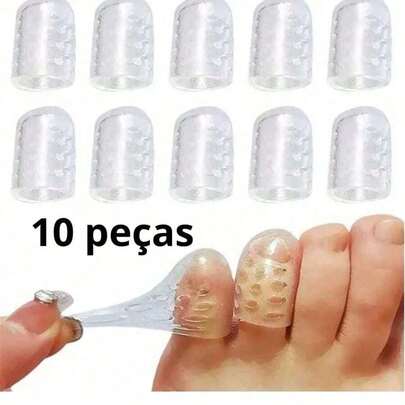10pcs-Silicone Toe Protector With Hole Breathable Toe Cap Suitable For Running Home Ladies, Anti-Friction Breathable Toe Protector To Prevent Blisters Relieve Foot Elasticity Toe Separator Toe Cover Protector Protector, Pinky Tube Corns Blister Corrector Pinky Protection Gel Hallux Valgus Toe Protector Tool
