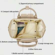 1 Pc Diaper Bag Backpack For Girl Large Capacity With Insulated Pockets, Maternity Backpack, Diaper Bag Backpack For Dad - Khaki - View 4
