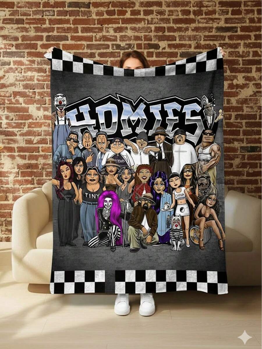 [HOMIES Printed Flannel Blanket] HOMIES Soft Printed Flannel Blanket - Multifunctional Nap Blanket And Small Throw With Creative Themed Patterns - Perfect Gift For Friends