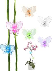 30pcs Butterfly Shaped Plant Clips, Orchid Stem Clips, Reusable Gardening Clips For Climbing Plants, Grape Vine Tomato Plant Support Clips, Suitable For Indoor And Outdoor Plants And Flowers Stems And Vines, Also For Vegetables, Helps Plants Grow Upright And Healthier - Multicolor - View 5