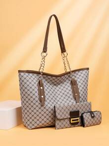 3pcs High-Quality Lightweight Luxury Tote Bag Set, Fashionable Casual Shoulder & Underarm Bags - Multicolor - View 10