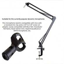 Foldable Metal Extendable Microphone Stand Bracket Adjustable Suspension Boom Scissor Arm Mic Cantilever Holder With With Alloy - Black - View 3