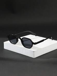 1 Pair Men's Fashionable Geometric Frame Glasses, Polycarbonate Temples, Lightweight, Suitable For Outdoor & Party - 彩色 - 查看 4
