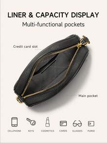Michael Kors MK Jet Set Charm 小 Logo 女款皮革斜挎包 可轉換相機包，休閒拉鍊單肩包，附可拆卸可調節式肩帶 - 黑色 - 查看 4
