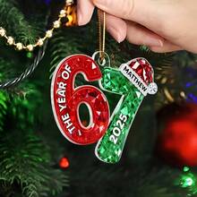 3D Effect Flat 67 Six Seven 2025 Slang Christmas - Personalized Acrylic Ornament - Funny Christmas Gift For Teen, Grandkid, Gen Alpha, Funny 67 Christmas Ornamen. - C-67 Yellow Rope Ornament - View 12