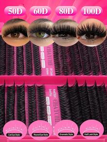 640/200pcs Cluster False Eyelashes Set, High Density 10D-100D, 10-16mm Mixed DIY Lash Clusters, Super Dense, Natural Look, Ultra Soft, Reusable, Suitable For Daily Life, Travel, Wedding, Date, Party, Music Festival And Christmas - Rose Red - View 8