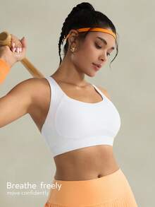 Áo lót thể thao yoga Tender Angel, áo ngực thể thao hỗ trợ tốt, áo tank top yoga thể dục màu trơn thoải mái, đồ lót thể thao, đồ tập thể dục ngoài trời. - trắng - Xem 4