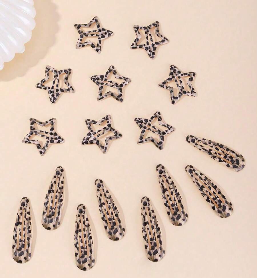 Pinzas Metálicas para El Cabello, 8 Pares de Horquillas para Mujer - Horquillas con Forma de Estrella Y Gota de Agua, Accesorios Antideslizantes Estilo Años 20 para Cabello Fino Y Grueso, Lun - 1 - Ver 1