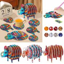 1pc DIY Diamond Painting Kit, Animal Shaped Coaster, Acrylic Material With Crystal Bead Mosaic Decor, Desktop Decoration Craft, Suitable For Home, School, Office Desk, Great Gift For Friends And New Year