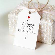25/50 Pcs Whimsical Happy Valentines Day Gift Tag, Pink Bow Gift Tag, Blank Tags For Wedding Anniversary Party Present DIY Crafts - Multicolor - View 5