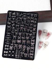 Cute Bow Pattern Nail Art Templates, Rose, Butterfly, And Leaf Nail Art Templates, Heart, Star, Moon, Lace, And Floral Print Nail Art Templates, Transfer Molds, Nail Art Tools, Nail Art Templates With Lace Bow And Ribbon Patterns, Used For Printing Patterns And Artistic Designs On Nails, Floral Garden Petal Nail Art Templates. - Multicolor - View 10