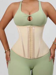 Ladies' Waist Belt With Buckles, Closed Waistband And Sports Abdominal Tightening Belt - Apricot - View 4