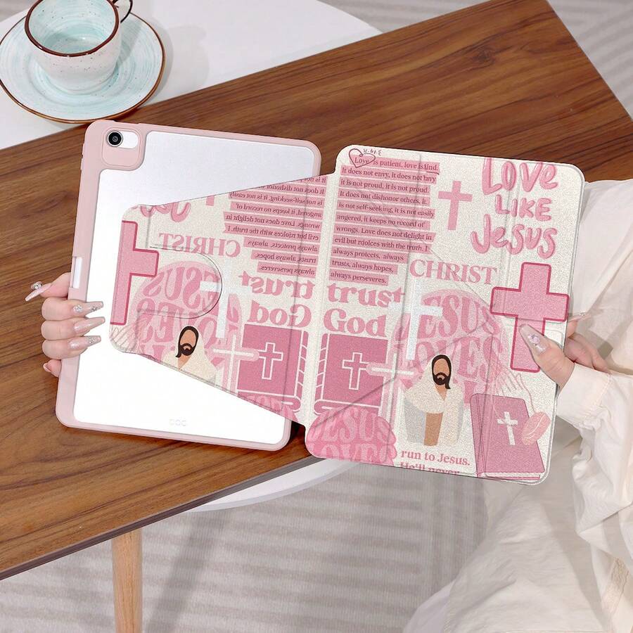 360° Rotatable IPad Case, Y-Shaped Folding Stand, HD UV Printing, Compatible With IPad 11 2025, IPad Air 11/13 2025 M3, IPad Air (M2) 11/13 Inch, IPad Air 4/5/6 10.9inch, IPad Pro 11 Inch, IPad Pro 12.9 Inch, IPad 10.2 Inch, IPad 9th/10th Generation, Protective Cover Design, Multi-Angle Adjustment, 6-Way Stand Placement, Built-In Pencil Slot, Transparent Back Cover, Anti-Drop Protection, Auto Wake/Sleep Function