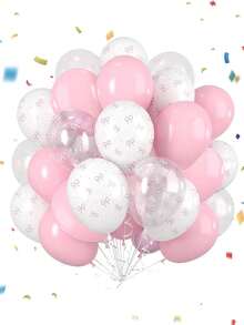 10/31 unidades Globos de látex de 12 pulgadas con estampado de lazos, Set de globos de látex rosa de 10 pulgadas adecuados para decoración de bodas, compromisos, aniversarios, fiestas con tema de princesa, decoración de fiestas de cumpleaños - Multicolor - Ver 5