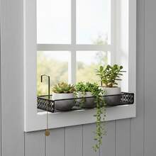 1pc Mini Hanging Plant Shelf Iron Mesh Wall Mounted Rack For Succulents & Small Potted Plants - Black - View 2