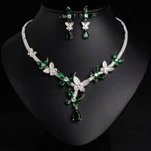 3pcs/Set Women's Fashion Jewelry Set, Jewelry Set, Accessories, Accessory Set, Diamond Necklace, Pendant, Jewelry, Necklace, Earrings, Jewelry Set, Women's Jewelry, Wedding, Wedding Accessories, Suitable For Women/Bride/Bridesmaid/Holiday/Party/Wedding/Banquet Wear, Gift - Jewelry Set - View 4